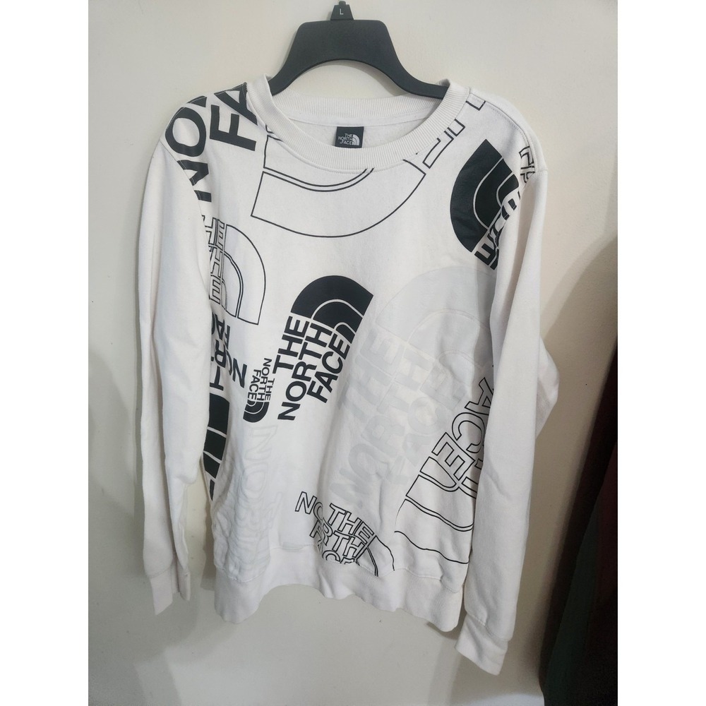 The North Face Graphic Injection Crewneck Large White All Over Logo Sweatshirt